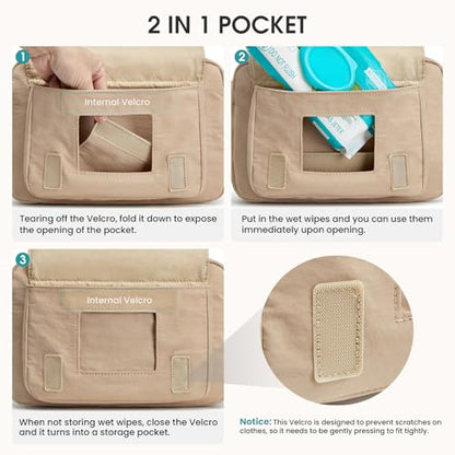 G4Free Small Diaper Bag, Mini Sling Diaper Bag with Portable Changing Pad - color: Khaki