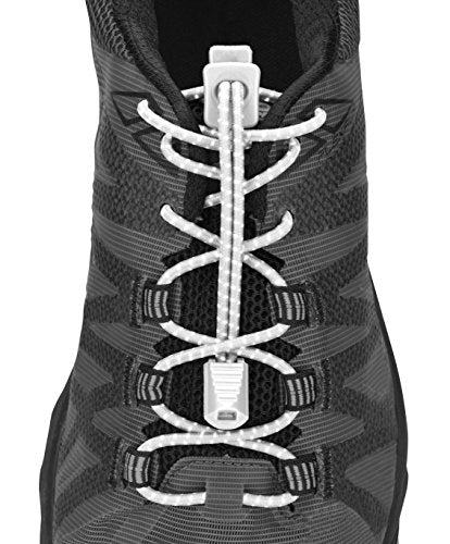 Nathan Elastic, No Tie Shoe Laces for Running and Active Sports - color: White, style: Reflective