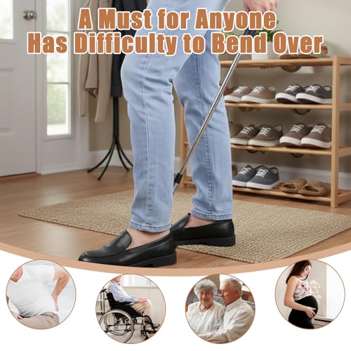 Shoe Horn Long Handle Retractable Aluminum Shoe Horn Folding Portable Adjustable Telescopic Horns for Seniors Men Boots Women
