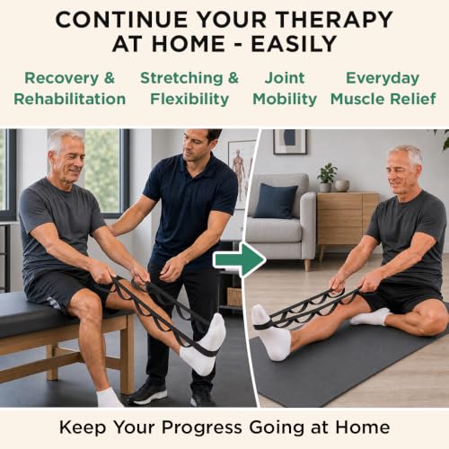 TECEUM Stretching Strap with 10 Loops for Physical Therapy & Rehab - color: Black, size: Polypropylene 1” W - 10 Loops