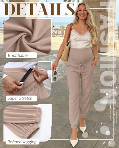 3 Pack Womens Maternity Pants Pregnancy Lounge Jogger - color: Khaki, Cement Gray, Black, size: Large