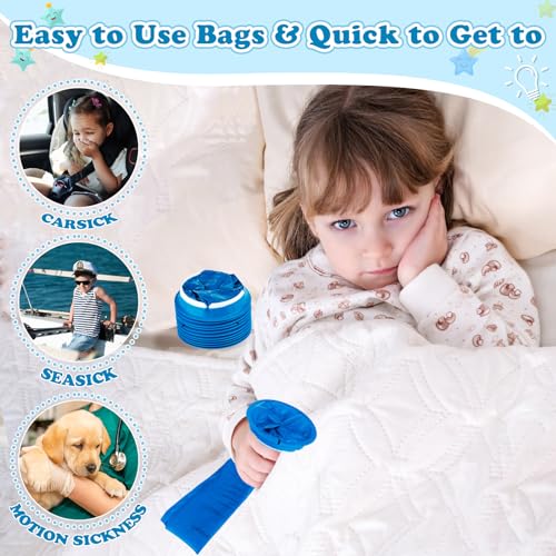 Valchoose 12 Pack Kids Vomit Bags Disposable, 800ml Leak-Proof Emesis Bags