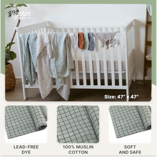 Parker Baby Co. Soft Muslin Baby Swaddle Blankets, 3 Pack - Sage Set - color: Sage