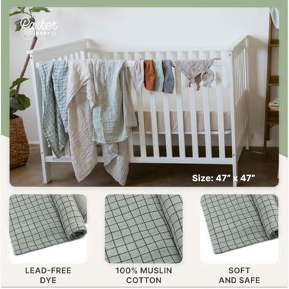 Parker Baby Co. Soft Muslin Baby Swaddle Blankets, 3 Pack - Sage Set - color: Sage