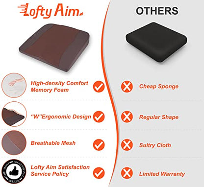 Lofty Aim Car Seat Cushion, Memory Foam Car Seat Cushions for Long Driving - color: Brown