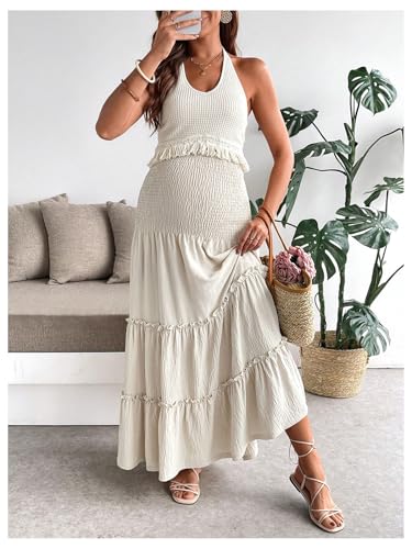OYOANGLE Women's Maternity 2 Piece Skirt Set Outfits - color: Apricot, size: X-Large