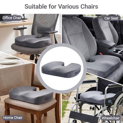 Office Chair Cushion, Memory Foam Seat Cushion for Tailbone Pain, Grey - color: Grey