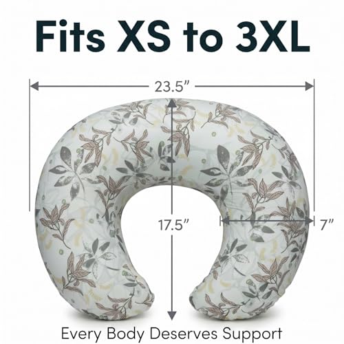 Nursing Pillow and Body Positioner for Breast Feeding and Bottle Feeding, Ultra Soft Breastfeeding Pillows with Removable Pillow Cover (Grey-Green Leaf) - color: Grey-green Leaf
