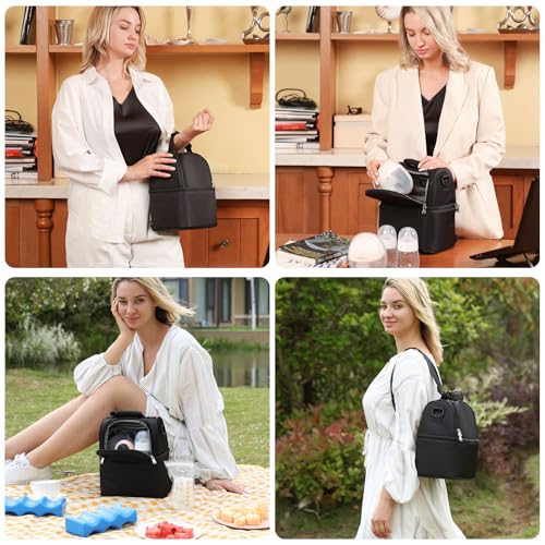 NCVI Breast Pump Backpack, Double Layer Removable, for Spectra/Medela - color: Black