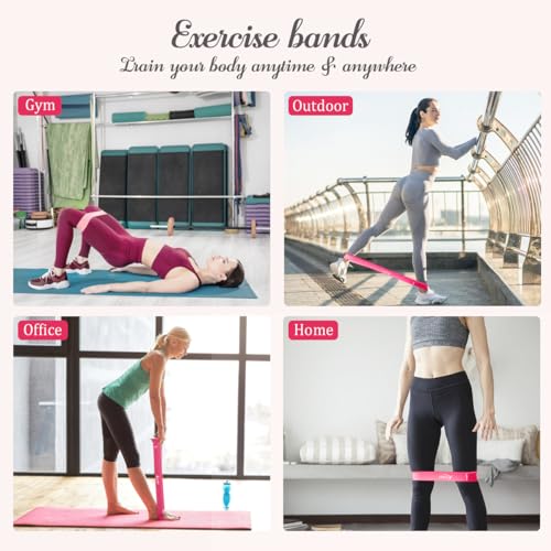 VEICK 5-Level Resistance Loop Bands Set for Strength Training & Pilates - color: Purple