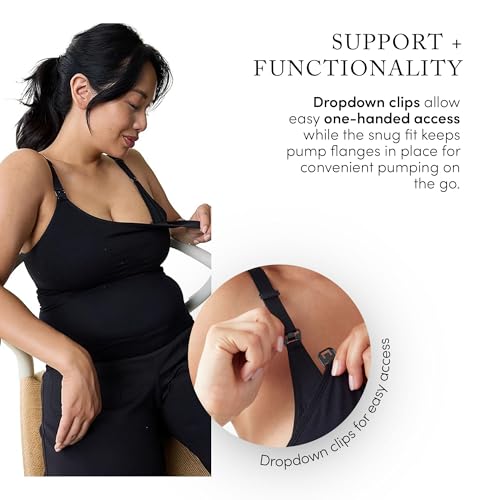 Ingrid & Isabel Basics - Postpartum Nursing & Pumping Cami for Breastfeeding - Seamless Nursing Tank Top - color: Black, size: Small