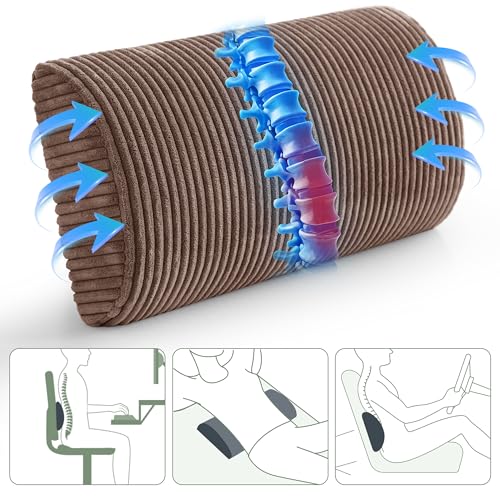 HIGOGOGO Lumbar Support Pillow for Recliner Chair/Accent Chair/Couch, Memory Foam Back Support Cushion for Elderly, Recliner Cushions for Back Rest, Pain Relief, Reading, Washable Cover, Brown - color: Brown, size: 20"x10"x4"
