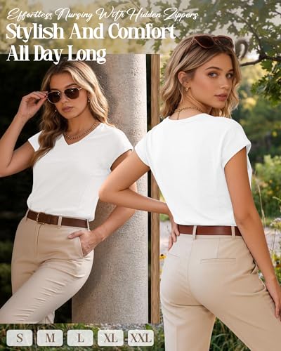 Women's Nursing Shirts - color: White, size: XX-Large