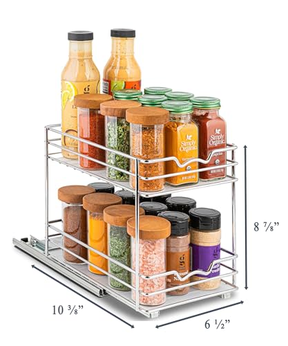 Pull Out Spice Rack for Cabinet, Spice Organizer 6-1/2"W x10-3/8"D x8-7/8"H - size: 6.5 Inch - Double