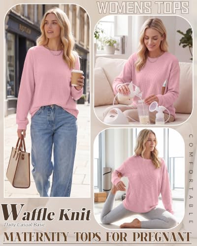 Oakgarden Women's Zipper Oversized Nursing Sweatshirts - color: Pink, size: Small