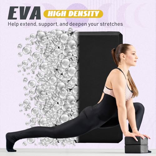 Wettarn 6 Pack EVA Yoga Blocks Bulk, Non Slip Pilates Brick - color: Black
