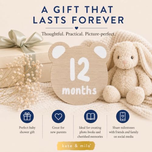 Kate & Milo Teddy Bear Baby Milestone Marker Discs, 1-12 Months - color: Bear