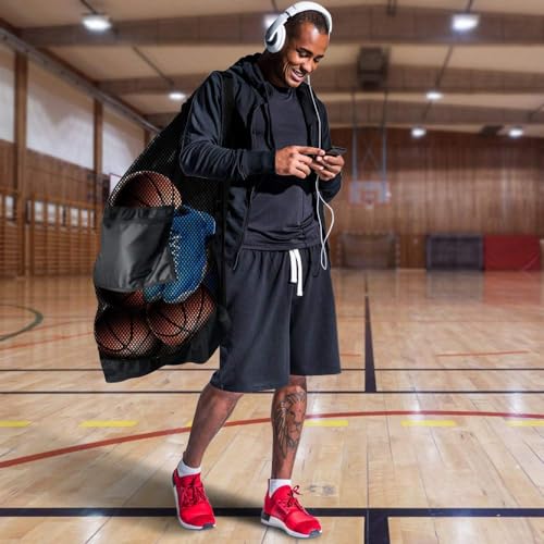 BROTOU Extra Large Mesh Ball Bag, Drawstring Socce Bag for Coach - size: 30" x 40"
