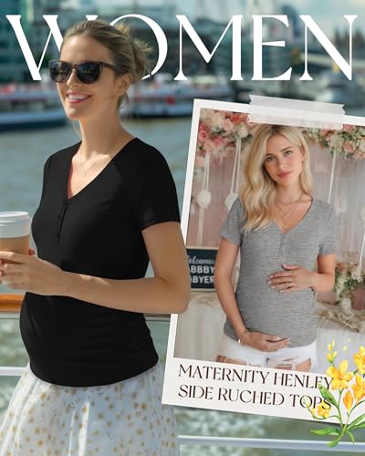 3 Pack Women's Maternity Shirts - color: Light Heather Gray, Dark Heather Gray, Black, size: X-Large