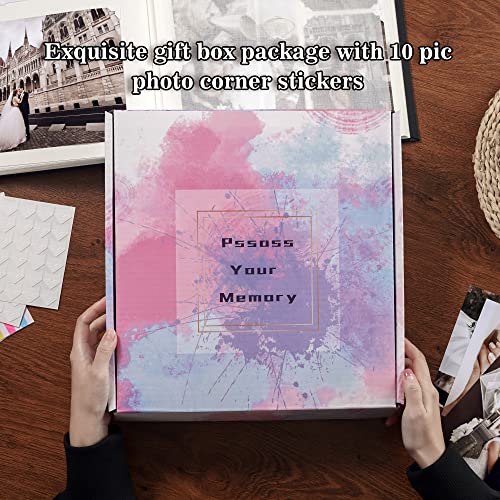 Pssoss Large Linen DIY Scrapbook Album with Writing Space,100 Pages, Red - color: Red