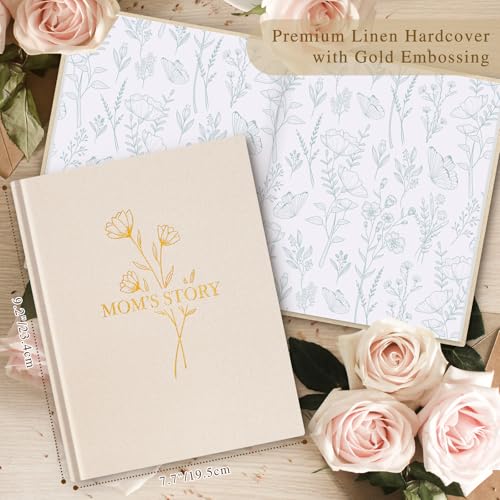Lanpn Mom Life Story Book Journal with 270+ Prompts, Linen Hardcover Mother Story Guided Journal, Mom Memory Keepsake Book to Fill Out, Mother's Day Birthday Christmas Gift for Mom, Beige - color: Beige