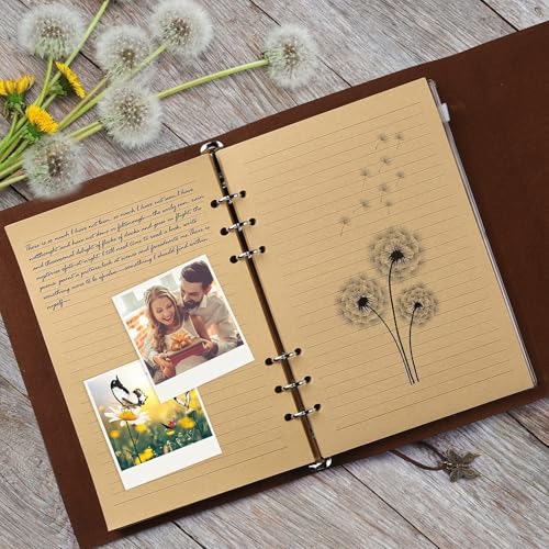 OMEYA Refillable Leather Journal for Women: A5, 100gsm Lined Paper, Blue - color: Blue, size: A5-9.3''×6.3''