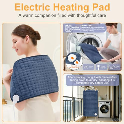 Heating Pad,Electric Heating Pads,Heating Pad for Back,DarkBlue,24x12 in - color: Darkblue, size: 24x12 Inch