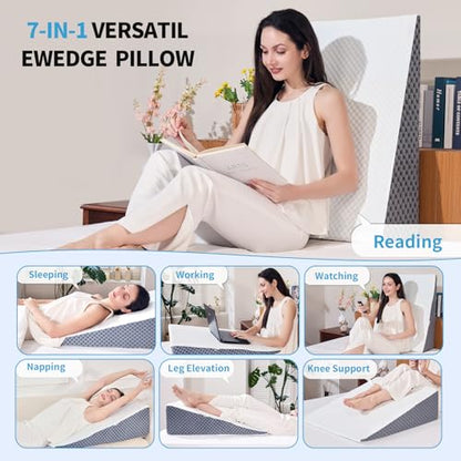 Wedge Pillow 5in Bed Wedge Pillow for Sleeping, Snoring, Back Support, After Surgery, Triangle Pillow, with Washable Cover, White - size: 5in
