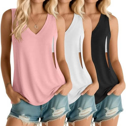 Ficerd 3 Pack Women's Nursing Tank Tops - color: Black, White, Pink, size: X-Large
