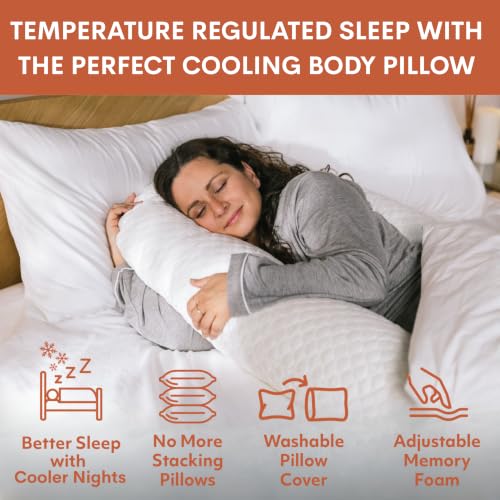 MedCline Cooling Full Length Body Pillow for Side Sleepers, 22"x50"x6" - size: Cooling