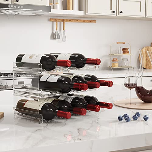 Lifewit Stackable Water Bottle Organizer for Cabinet, Clear Tumbler Holder - size: 3 Tier-12 Bottle