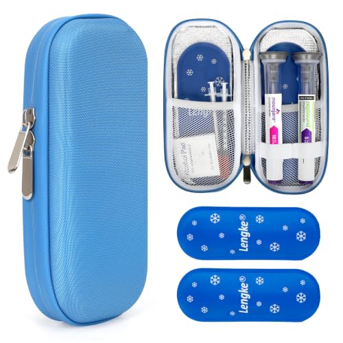 Leng Ke GLP-1 Cooler Travel Case Fits 2 Zepbound, Mounjaro & Insulin Pens - color: H1_blue