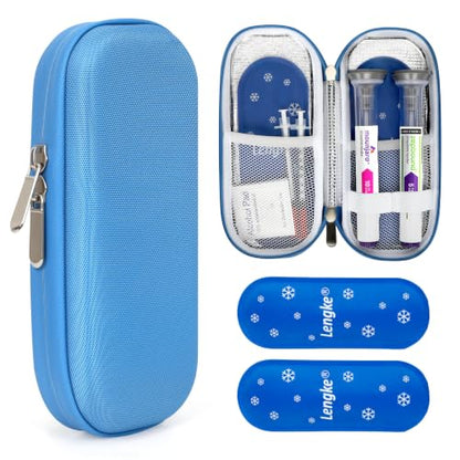 Leng Ke GLP-1 Cooler Travel Case Fits 2 Zepbound, Mounjaro & Insulin Pens - color: H1_blue