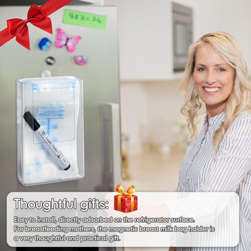 Thyle 2 Pieces Magnetic Breast Milk Freezer Storage Organizer Bag Holders
