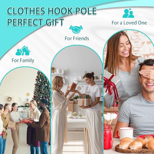 Clothes Hook Pole Heavy Duty,32 to 80In Retail Clothing Hook Pole - color: Black