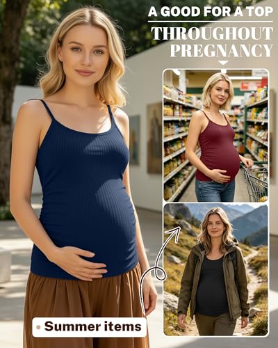 3 Pack Women's Maternity Tank Tops - color: Burgundy, Navy Blue, Black, size: Large