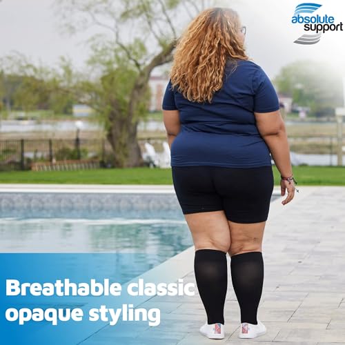 ABSOLUTE SUPPORT Opaque Women & Men Compression Socks, 30-40mmHg - color: Black, size: Large