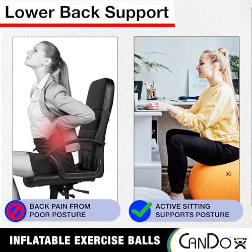 Cando Non-Slip Vinyl Inflatable Exercise Ball - color: Orange