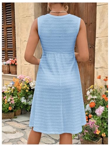 OYOANGLE Women's Maternity Dress Sleeveless Nursing Dresses Breastfeeding - color: Blue, size: Large