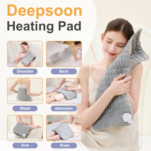 Heating Pad,Electric Heating Pads,Heating Pad for Back,Silvergray,24x12In - color: Silvergray, size: 24x12 Inch