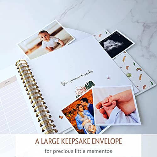Baby Memory Book, First 5 Years, Boho Rainbow Baby Scrapbook and Keepsake - color: Vibrant Tropical Boho