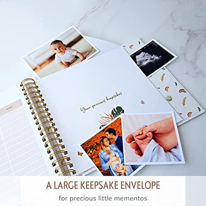 Baby Memory Book, First 5 Years, Boho Rainbow Baby Scrapbook and Keepsake - color: Vibrant Tropical Boho