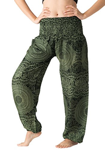 B BANGKOK PANTS Boho Harem Pants Women - color: Blossom Green, size: One Size
