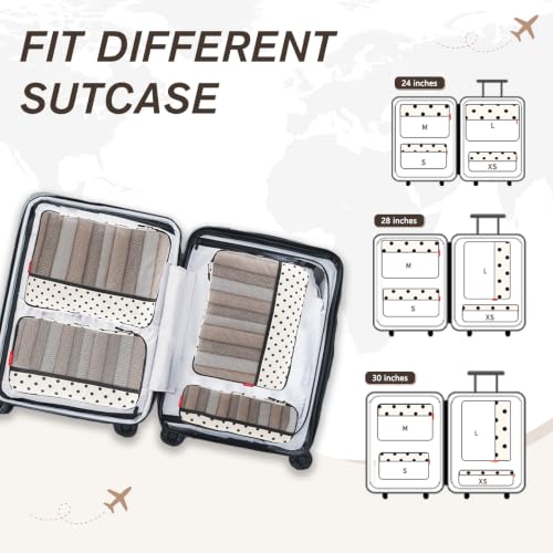U+U 4 Set Compression Packing Cubes, Travel Organizers (Polka Dot) - color: Polka Dot-02, size: 4 Set