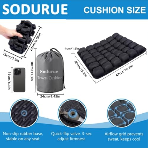 Sodurue Travel Cushion, Airplane Seat Cushion for Long Flights