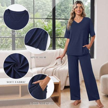 Aodemo Lounge Sets for Women 2 Piece Pjs Fall Pajamas Postpartum Outfits - color: Butterfly-green, size: X-Large