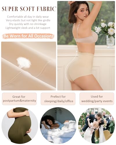 FINETOO Womens Tummy Control Shapewear Underwear High Waisted Seamless Panties Girdle Full Coverage Postpartum Briefs - color: Beige, size: Small