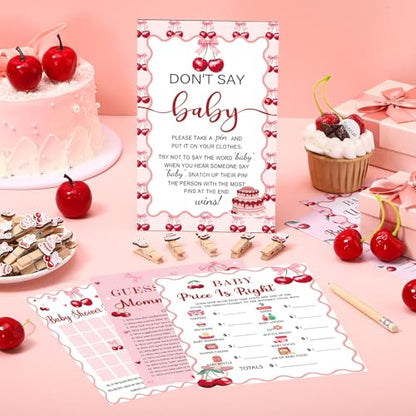 Patelai 321 Pcs Baby Shower Games Supplies, Cherry - style: Cherry