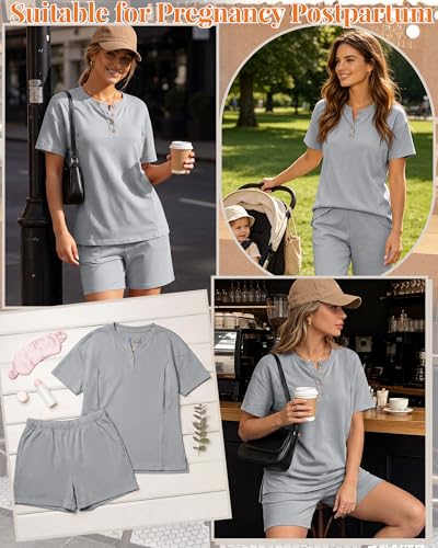 Maternity Nursing Pajama Set - color: Light Gray, size: XX-Large
