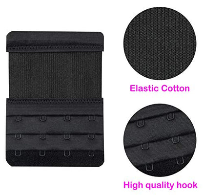 Tamlien 4 Hook Bra Extenders,Stretchy Soft Comfortable Bra Strap Extender - color: Black-6 Pcs Pack
